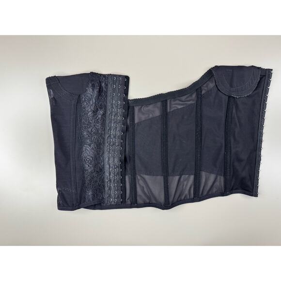 Black Lace Mesh Corset Bustier Top S/M Strapless Gothic Y2K Grunge Edgy Clubwear - Picture 7 of 10